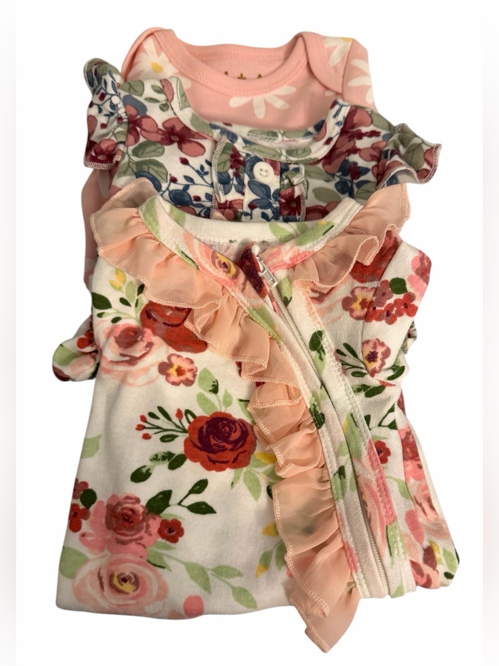 #33 - Baby 🍼 Girl Bundle 3 Pc Set 0-3M Floral Monica + Andy & Baby Essentials - Picture 2 of 9